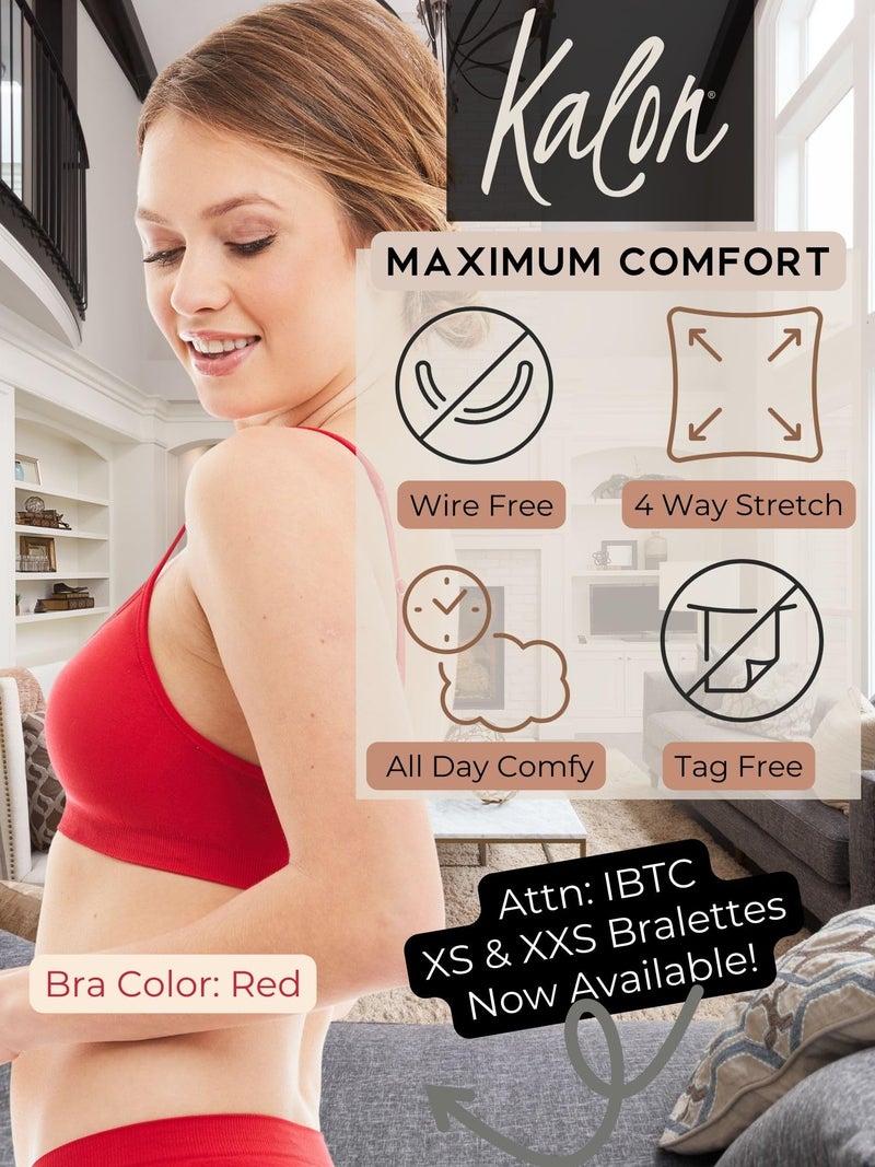 Kalon Womenâ€™s 4 Pack Demi Padded Bralette Wireless Comfortable Bra (M/L, Red Basics) - Image 5